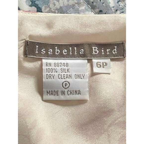 Isabella Bird Silk Midi Dress 6P Pink Floral Cottagecore Garden Wedding Guest - Picture 9 of 10